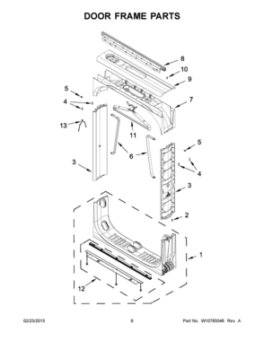 04 - DOOR FRAME PARTS Diagram and Parts List for SFF1002CLN0  Whirlpool Washer