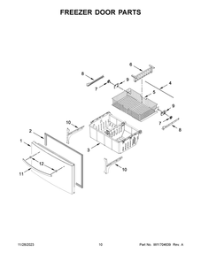 Freezer Door Parts Diagram and Parts List for WRX735SDHW09  Whirlpool Refrigerator