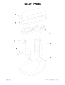 Color Parts Diagram and Parts List for KV25G0XSL5  KitchenAid Mixer