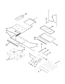 Shelf Parts Diagram and Parts List for WRF555SDFZ00  Whirlpool Refrigerator