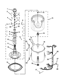 Basket And Tub Parts Diagram and Parts List for 7MWTW1703BM0  Whirlpool Washer