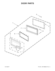 Door Parts Diagram and Parts List for KMHS120EBS0  KitchenAid Microwave