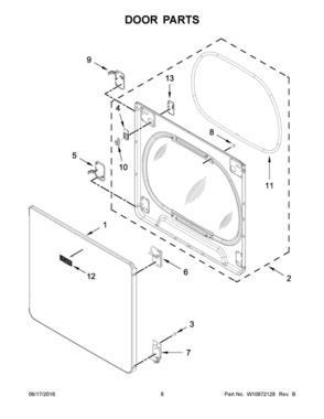 05 - DOOR PARTS Diagram and Parts List for YMEDB835DW3  Whirlpool Dryer