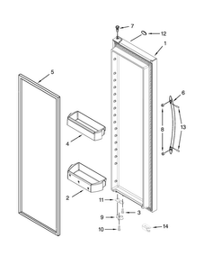 Refrigerator Door Parts Diagram and Parts List for WRS586FLDB01  Whirlpool Refrigerator