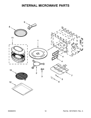 Internal Microwave Parts Diagram and Parts List for WOC97EC0HZ03  Whirlpool Microwave Oven Combo