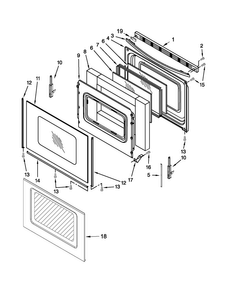 Door Parts Diagram and Parts List for WFE525C0BB0  Whirlpool Range