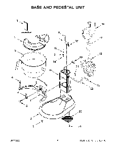 Base And Pedestal Unit Diagram and Parts List for 9KSM7990WH1  KitchenAid Mixer