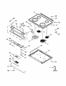 Cooktop Parts Diagram and Parts List for YIEL730CS0  Whirlpool Range