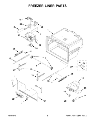 Freezer Liner Parts Diagram and Parts List for WRX735SDHZ01  Whirlpool Refrigerator