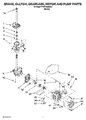 BRAKE, CLUTCH, GEARCASE, MOTOR AND PUMP PARTS Diagram and Parts List for 3RGSC9400SL0  Whirlpool Washer