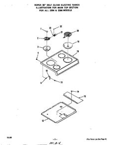 Main Top Diagram and Parts List for 2364*1A  Roper Range