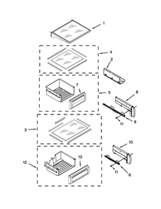 Refrigerator Shelf Parts Diagram and Parts List for KBSD508ESS00  KitchenAid Refrigerator