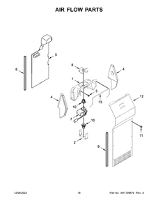 Air Flow Parts Diagram and Parts List for WRS311SDHB09  Whirlpool Refrigerator