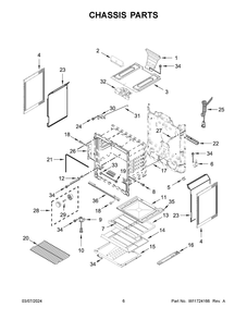 Chassis Parts Diagram and Parts List for WFGS3530RS0  Whirlpool Range