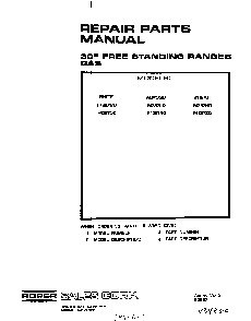 Cover Page-text Only Diagram and Parts List for F4397*0  Roper Range