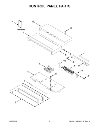 Control Panel Parts Diagram and Parts List for WOS72EC7HB01  Whirlpool Wall Oven