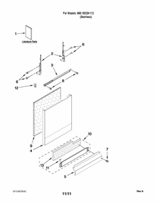 Door And Panel Parts Diagram and Parts List for 66515023K112  Kenmore Dishwasher