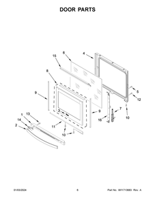 Door Parts Diagram and Parts List for WEE750H0HW5  Whirlpool Range