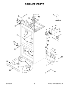 Cabinet Parts Diagram and Parts List for KRMF536RPS00  KitchenAid Refrigerator
