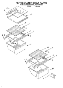 Refrigerator Shelf Diagram and Parts List for RS22AQXGN03  Roper Refrigerator