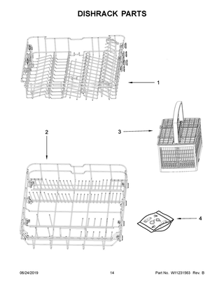 Dishrack Parts Diagram and Parts List for UDT555SAHP0  Whirlpool Microwave