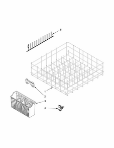 Lower Rack Parts Diagram and Parts List for IUD3100BW5  Whirlpool Dishwasher