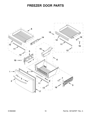 Freezer Door Parts Diagram and Parts List for WRX986SIHZ01  Whirlpool Refrigerator