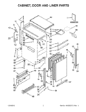 CABINET, DOOR AND LINER PARTS Diagram and Parts List for KUIS18PNXW2  KitchenAid Ice Maker