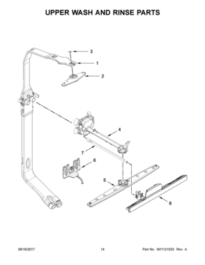 08 - UPPER WASH AND RINSE PARTS Diagram and Parts List for WDF770SAFZ2  Whirlpool Dishwasher