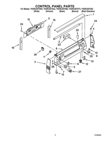 Control Panel Parts Diagram and Parts List for YKERC507HA2  Whirlpool Range