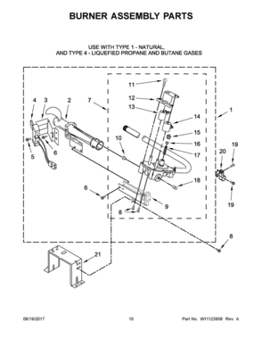 06 - BURNER ASSEMBLY PARTS Diagram and Parts List for WGD7500GC0  Whirlpool Dryer