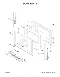 Door Parts Diagram and Parts List for YWFE505W0JW4  Whirlpool Range
