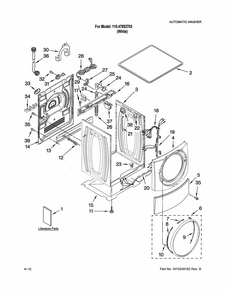 Top & Cabinet Diagram and Parts List for 11047892703  Kenmore Washer