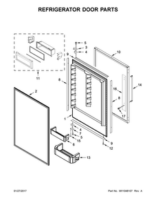 Refrigerator Door Parts Diagram and Parts List for KBBL206ESS01  KitchenAid Refrigerator
