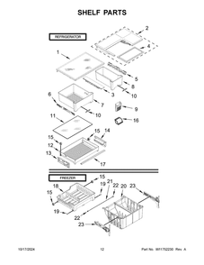 07 - Shelf Parts Diagram and Parts List for WRFA60SFHZ05  Whirlpool Refrigerator