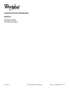 Cover Sheet Diagram and Parts List for WDF780SLYB3  Whirlpool Dishwasher