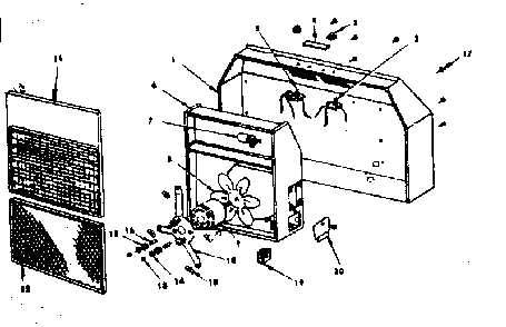 Ductless Range Hood Diagram and Parts List for 1555427020  Kenmore Range Hood