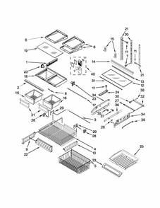 Shelf Parts Diagram and Parts List for 59679412410  Kenmore Refrigerator