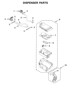 Dispenser Parts Diagram and Parts List for 8TWFW6620HW0  Whirlpool Washer