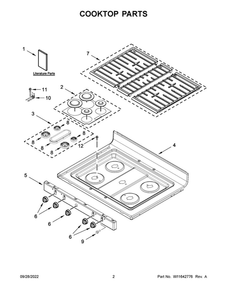 Cooktop Parts Diagram and Parts List for WFG525S0JW5  Whirlpool Range