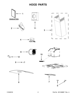 Hood Parts Diagram and Parts List for IHW51UC0FS2  Whirlpool Range Hood