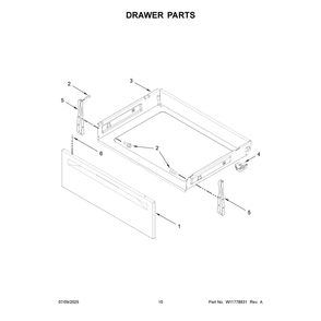 Drawer Parts Diagram and Parts List for YWFES7030SW0  Whirlpool Range
