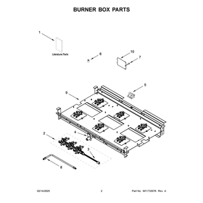 Burner Box Parts Diagram and Parts List for KFDC506JMB03  KitchenAid Range