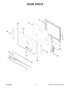 Door Parts Diagram and Parts List for YWEE745H0LZ4  Whirlpool Range