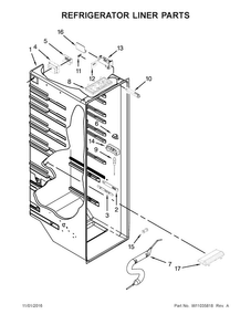 Refrigerator Liner Parts Diagram and Parts List for 10651135610  Kenmore Refrigerator