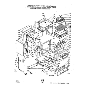 Main Body Diagram and Parts List for 2428000  Roper Range