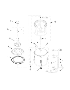 Basket And Tub Parts Diagram and Parts List for WTW4815EW0  Whirlpool Washer