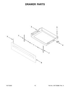 Drawer Parts Diagram and Parts List for WFE505W0HB6  Whirlpool Range