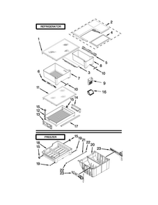 Shelf Parts Diagram and Parts List for WRF560SMYH04  Whirlpool Refrigerator
