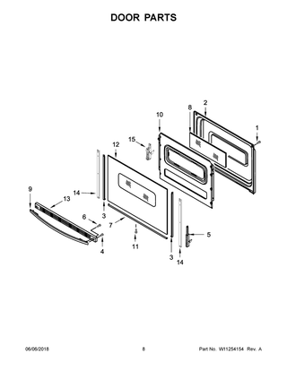 Door Parts Diagram and Parts List for YWFC150M0EW2  Whirlpool Range
